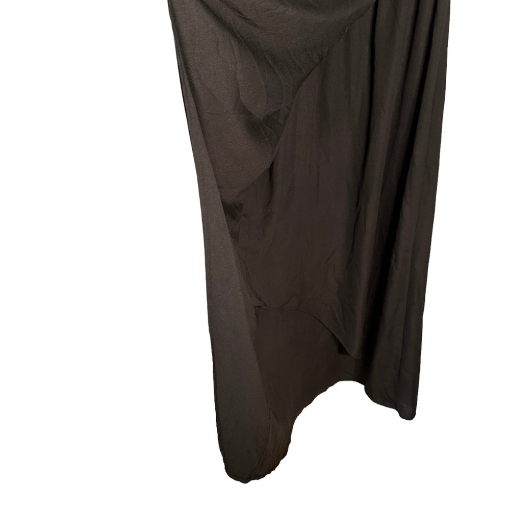 Polagram | Black Short Sleeve Faux Wrap Maxi Dress Size Medium - Picture 3 of 7